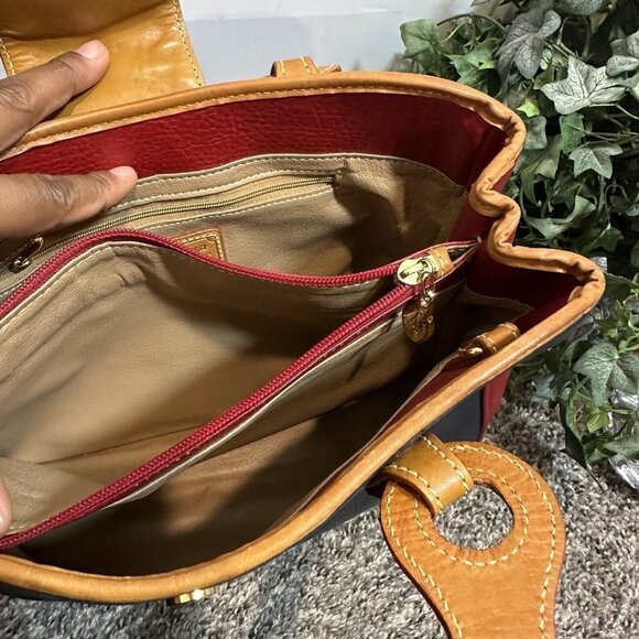 La Tour Eiffel 1887 Leather Color block Satchel Handbag red blue green brown - Picture 9 of 13